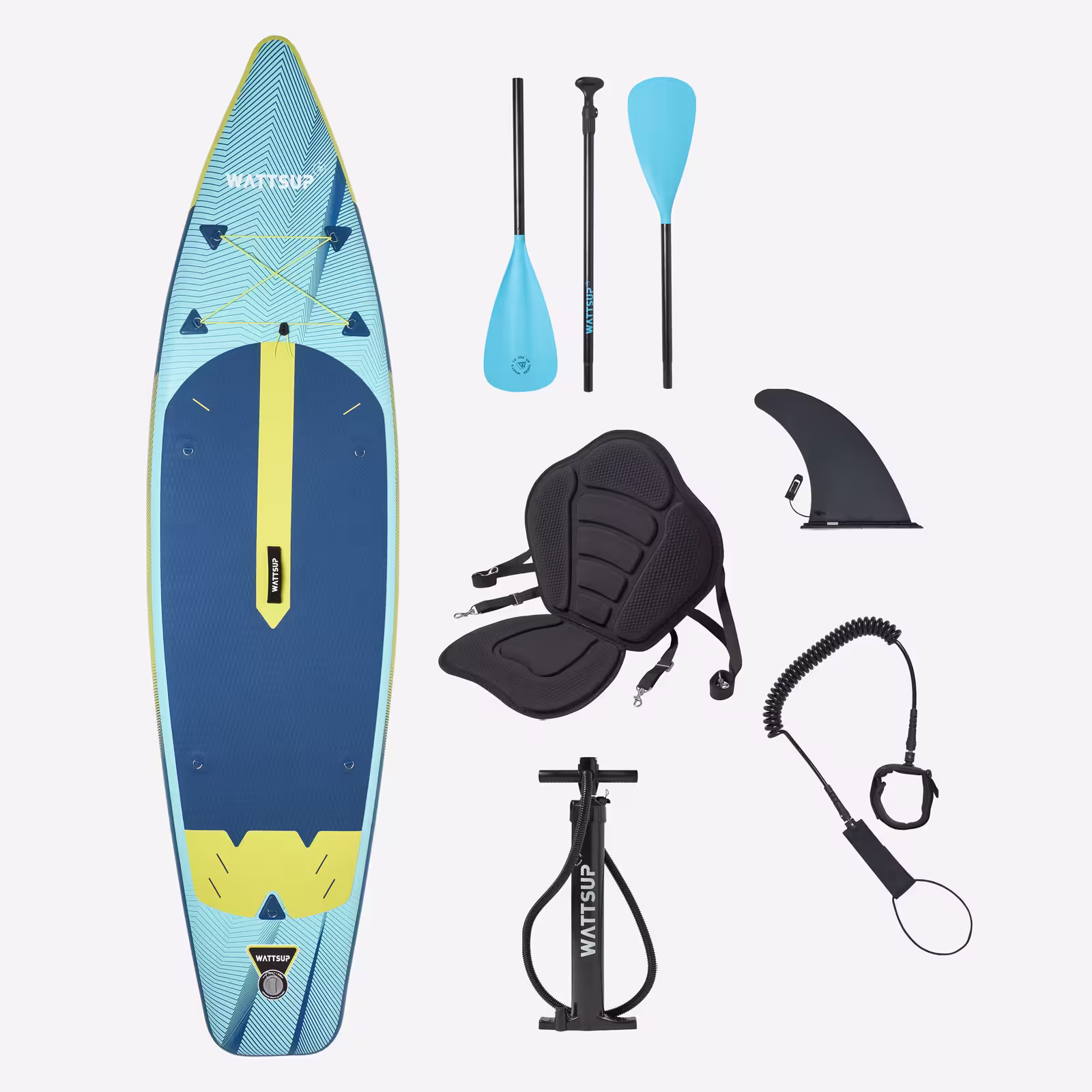 WATTSUP Mora board with paddle, seat, pump, leash and fin